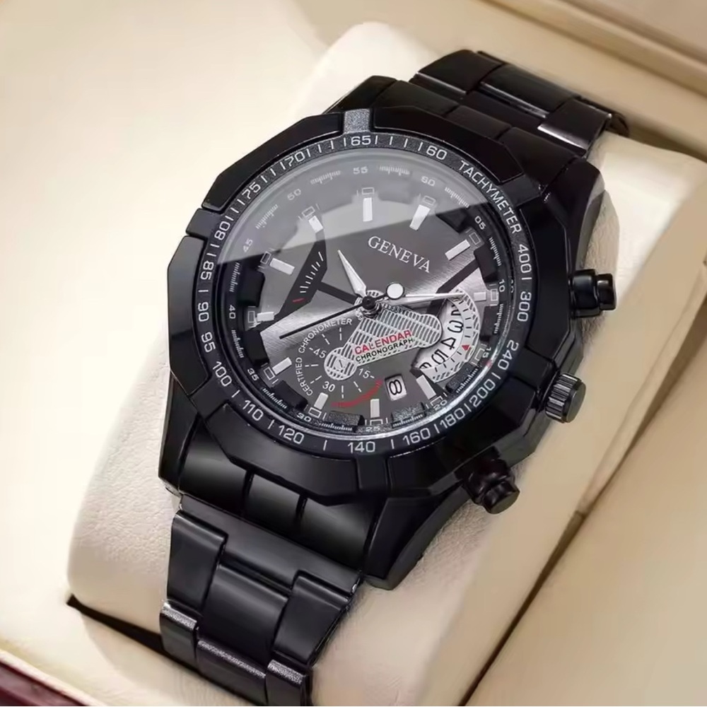 Geneva Black Watch with Matching Accessories